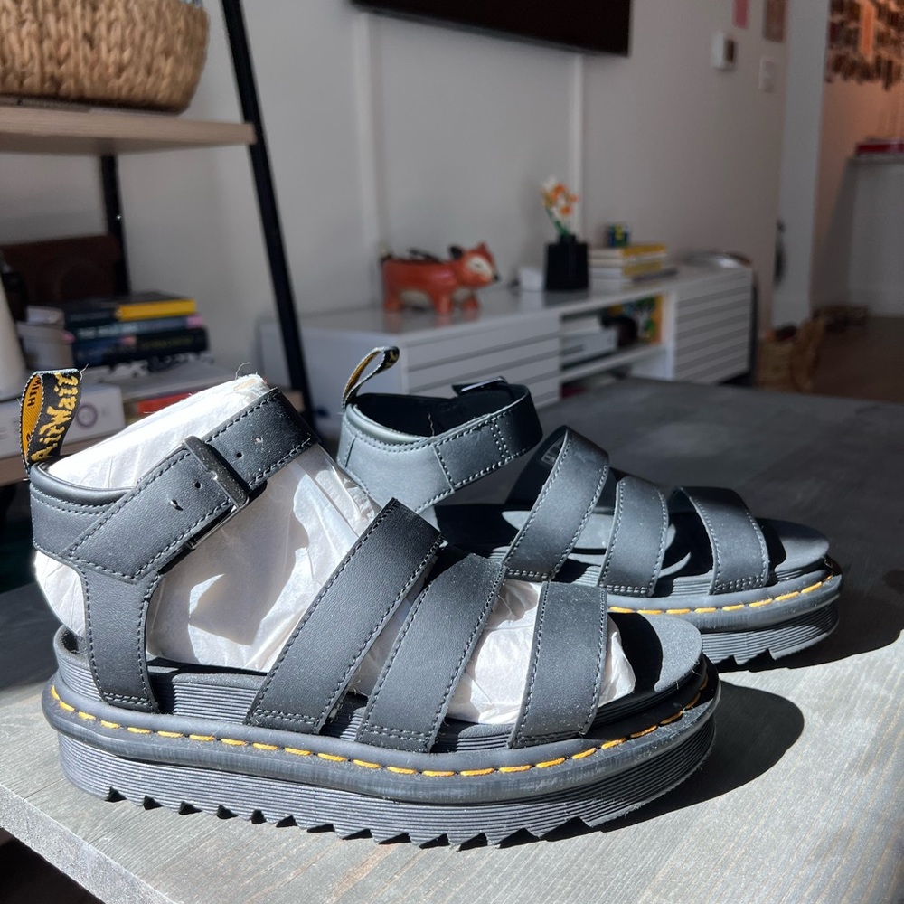 Dr. Martens Blair Hydro Leather Strap Sandals, Black Doc Marten Sandals